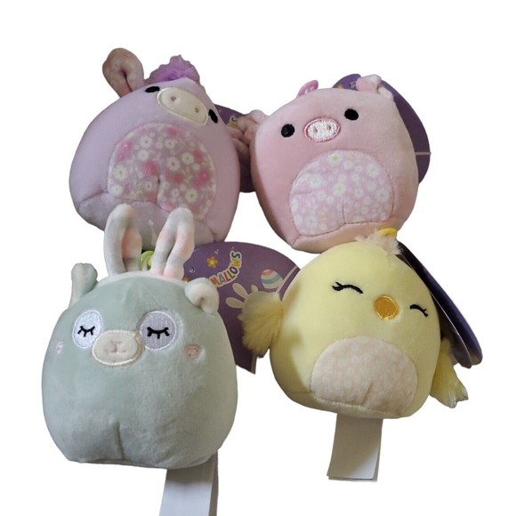 Squishmallows 3.5” Clip-On SetMiley, Delzi, Peter & Aimee Easter Gift 2023